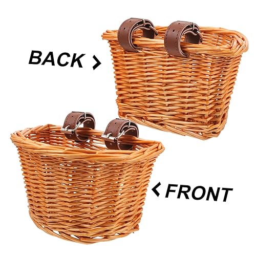 Miniatura 4 de INOOMP Accesorios de bicicleta para niños, cesta de ratán, cesta delantera para bicicleta, cesta de bicicleta para niñas, cesta de mimbre tejida