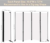 Vista 5 de MAYOLIAH Divisor de habitación de 4 paneles de 6 pies de alto, plegables, separadores de privacidad para pared interior, separador de habitación