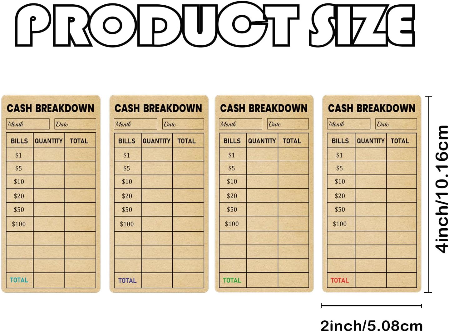 Kraft Paper Cash Breakdown Teller Stickers, 2X4inch, 100Pcs image 2