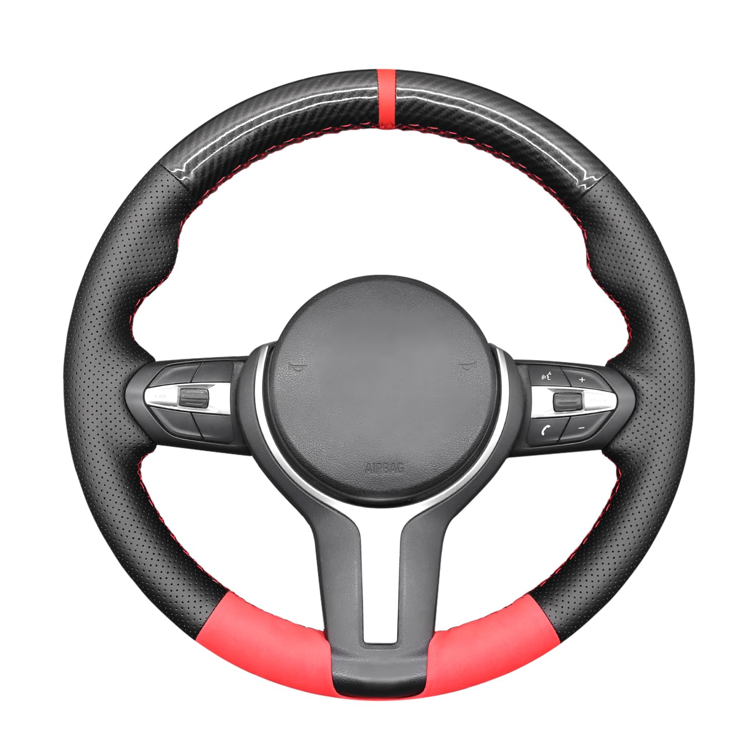 MEWANT Car Steering Wheel Covers for BMW F87 M2 F80 M3 F82 M4 2 M5 F12 F13 M6 F85 X5 M F86 X6 M F33 F30 M Sport Hand-Stitched Car Steering Wrap