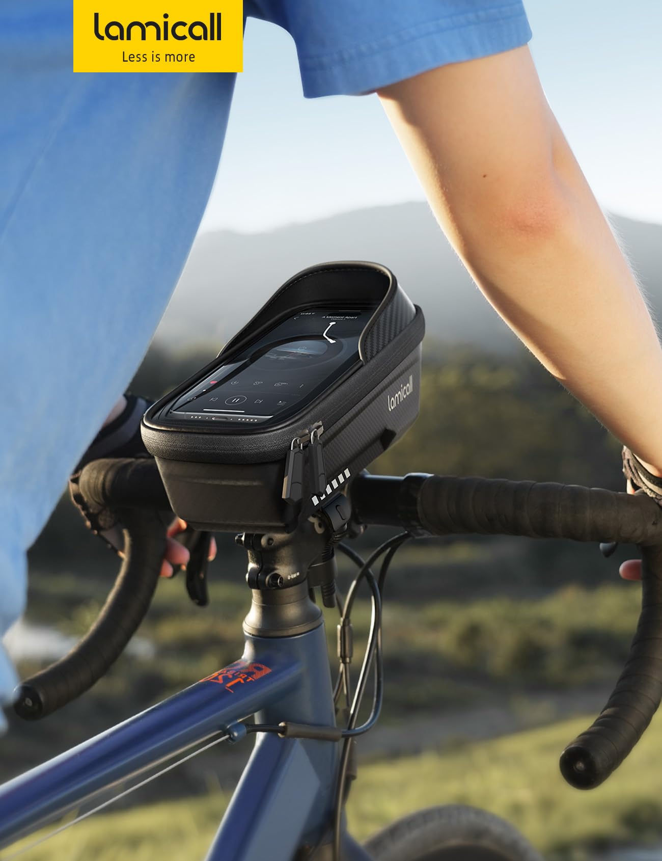 Lamicall 2-IN-1 Fahrradtasche Rahmen, Rahmentasche Fahrrad - [1S Schnellspanner] Wasserdichte Lenkertasche Fahrrad für 20-40mm Rahmen&Lenker, 1,3L Handytasche Oberrohrtasche mit TPU Touchscreen 4,7-7"