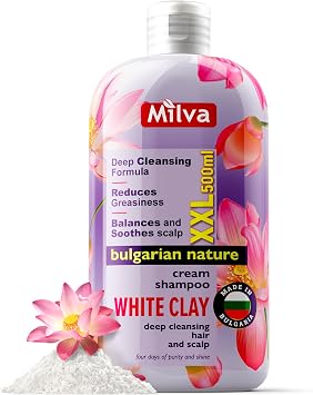 Milva Shampoo for Greasy Hair with Kaolin White Clay - 500 ml Natural Shampoo for Oily Hair, Dry Scalp Treatment - Deep Cleansing Clarifying to Remove Build Up, Exfoliate Dead Cells