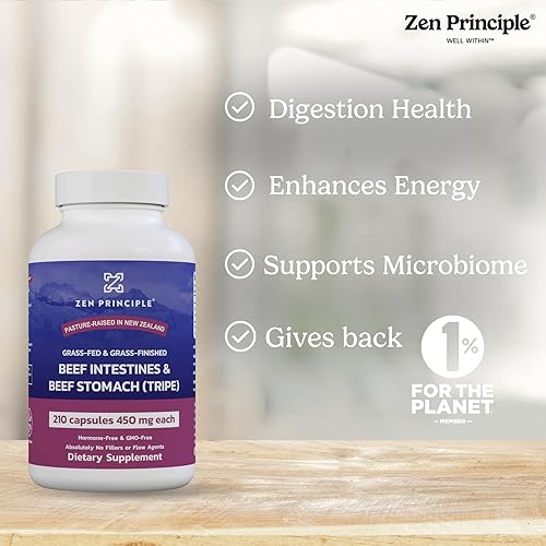 Miniatura 8 de Zen Principle Suplemento para intestinos de carne alimentada con pasto con estómago (corto), apoya la salud digestiva y el equilibrio intestinal,