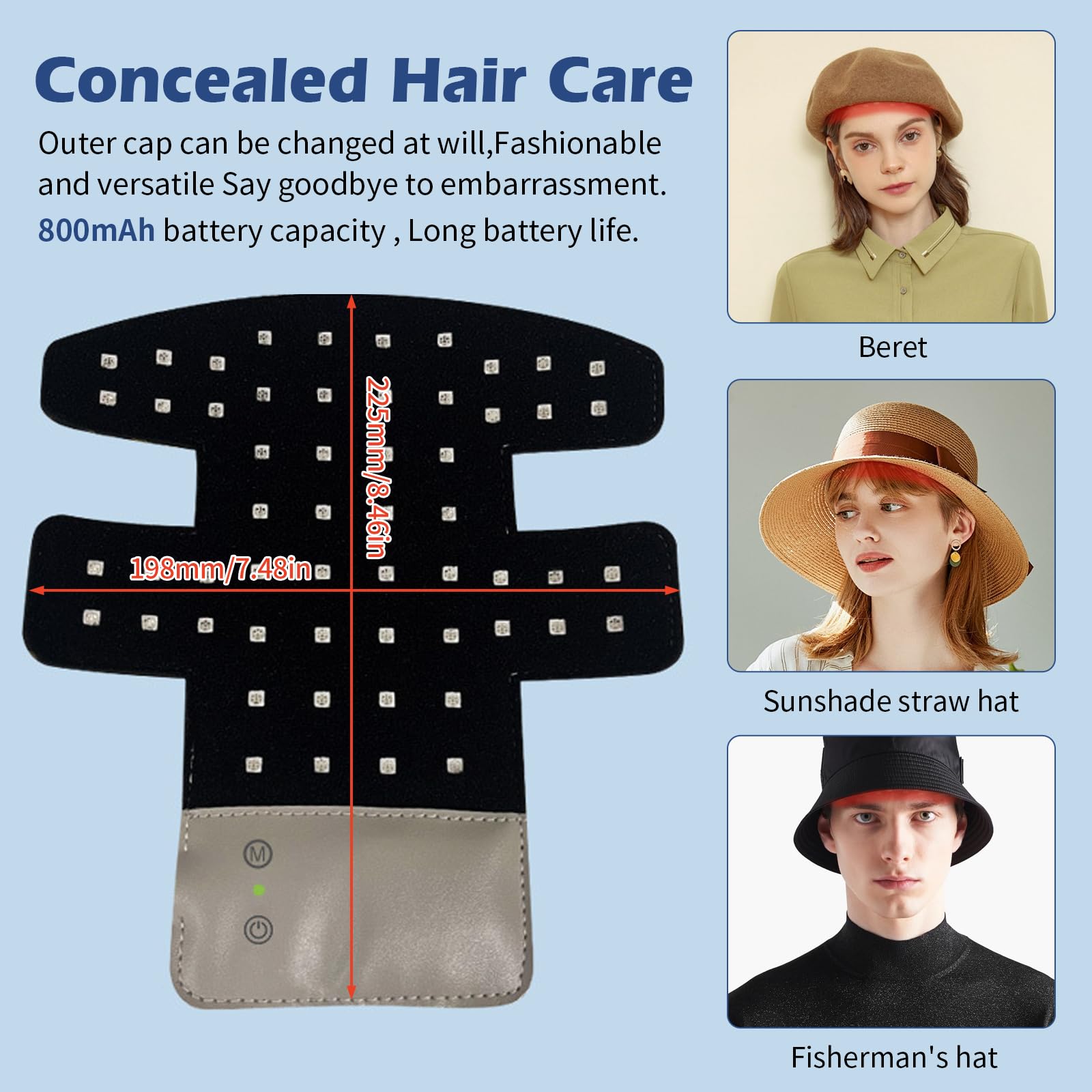 Bonnet de croissance des cheveux LED avec lumière infrarouge, 460 nm, 660 nm et 850 nm,4 Modes, 168 LED,appareil de soins capillaires rechargeable pour homme et femme, croissance des cheveux