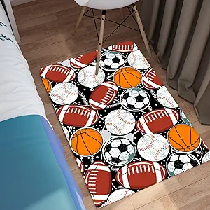 Kids Sports Balls Mat - Balls Rug for Boys Kids Room Sports Carpet Rug for Bedroom Ball Area Rugs, 2x3 Feet