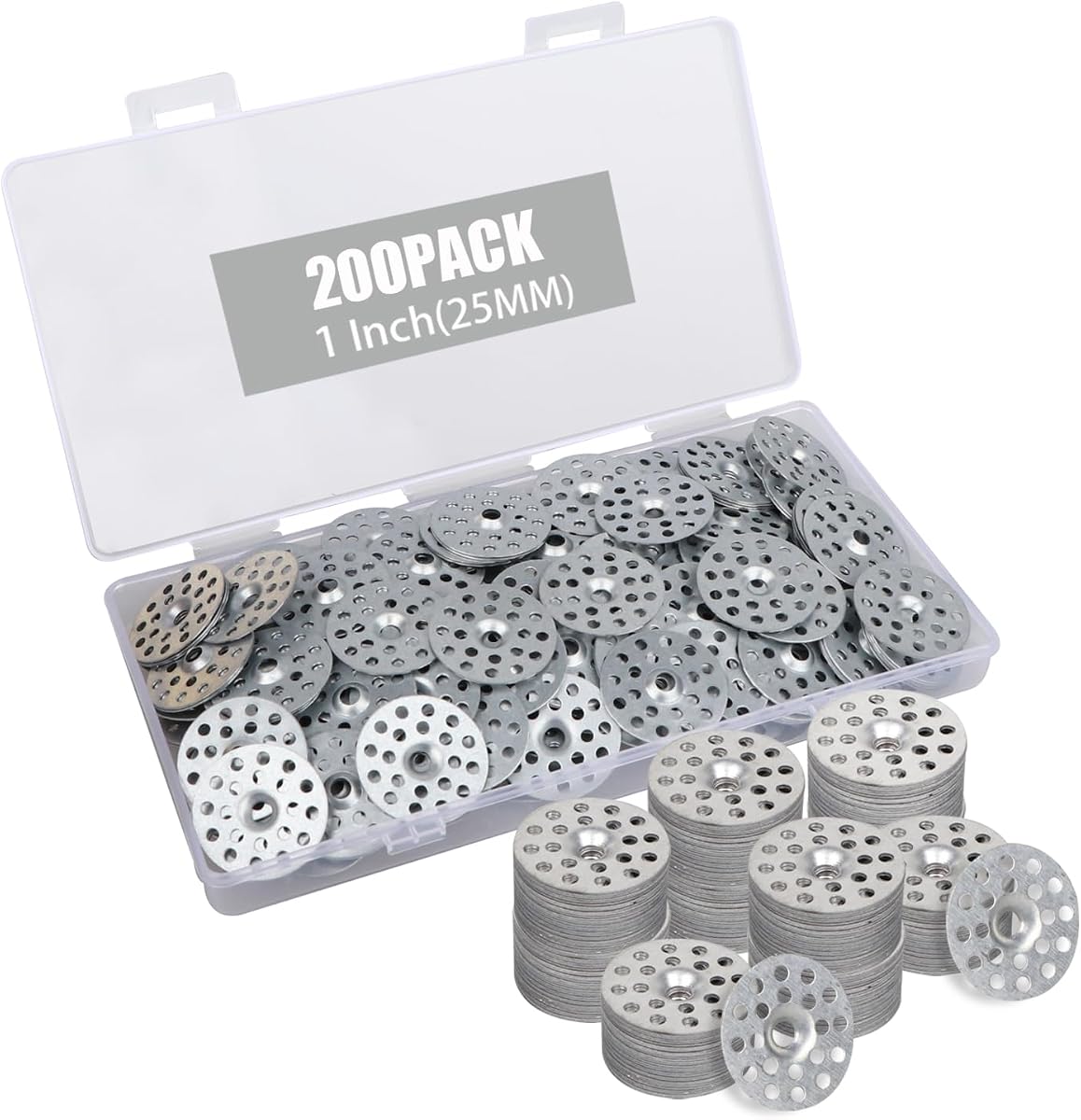 200 Pcs 1 Inch Plaster Washer, Zinc Metal Plated Plaster Washers for Screws | Foam Board Fasteners and Load Spreading Polypropylene Washers for Fixing Fastening Installation, Old Plaster