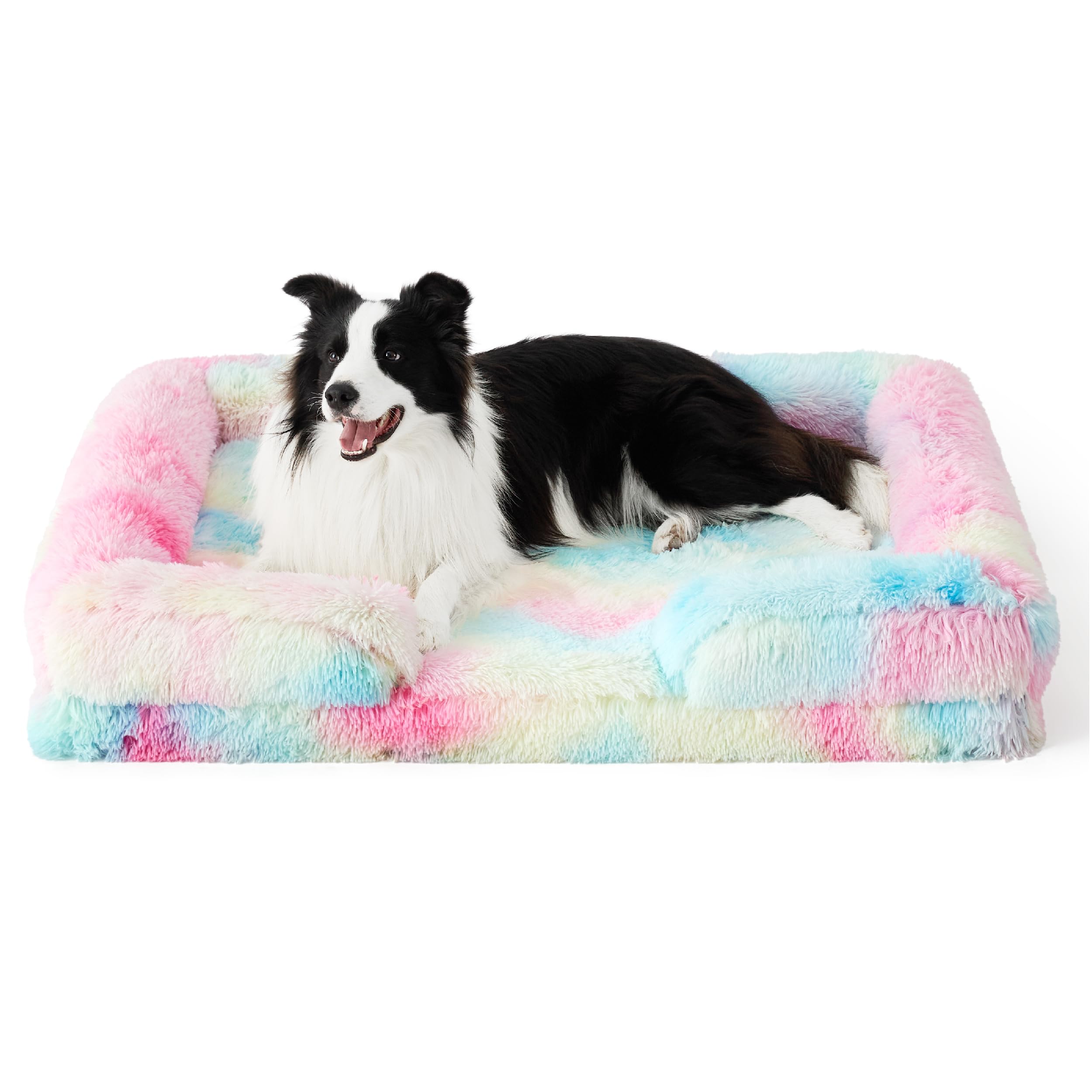 Bedsure Orthopedic Dog Bed for Large Dogs - Big Calming WashableDog Sofa Bed Large, Supportive Foam Pet Couch Bed with Removable Washable Cover, Waterproof Lining and Nonskid Bottom, Multi Color