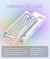 Vista 7 de Teclado mecánico inalámbrico para juegos Teclado inalámbrico 75% Inalámbrico de tres modos (Bluetooth/2.4G/USB-C) Intercambiable en caliente