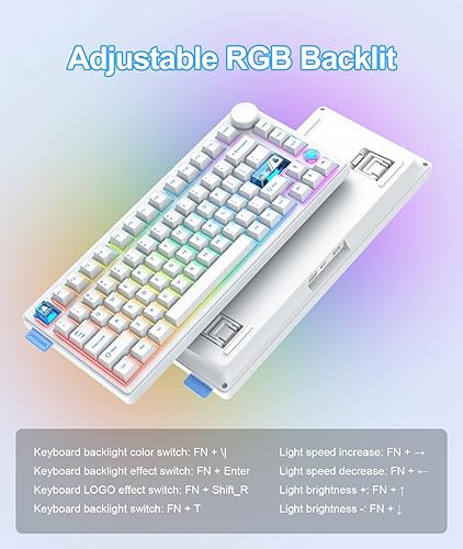 Miniatura 7 de Teclado mecánico inalámbrico para juegos  Teclado inalámbrico 75%  Inalámbrico de tres modos (Bluetooth2.4GUSB-C)  Intercambiable en caliente