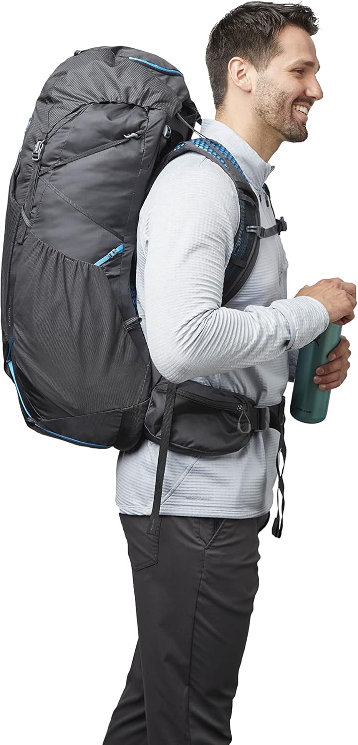Gregory Focal 58L Unisex Ultralight Backpacking Pack with Freefloat Suspension, Aluminum Frame, Ventilated Backpanel, Large, Ozone Black