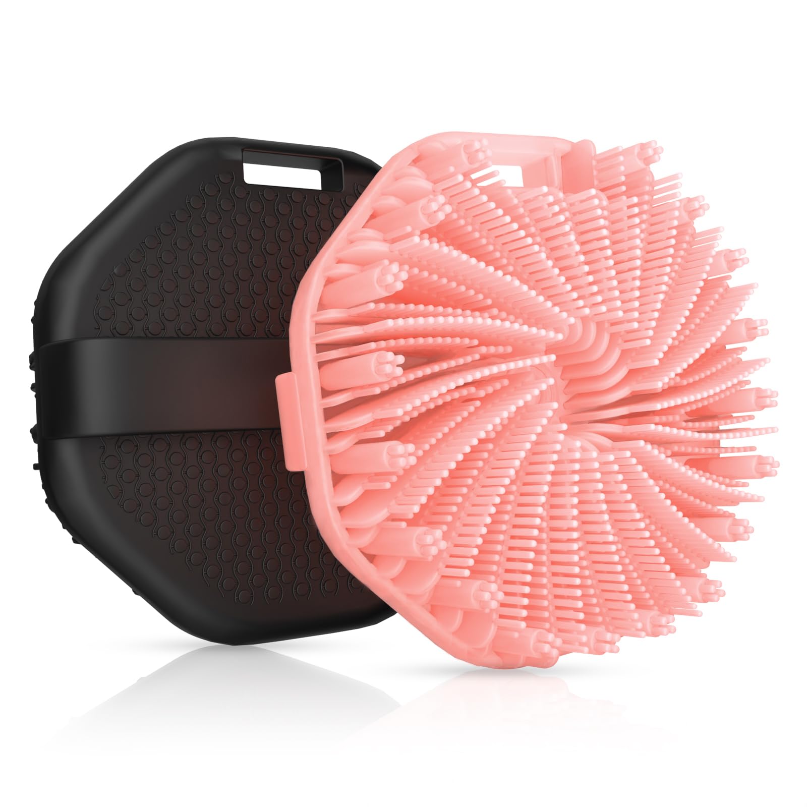 2 PCS Silicone Body Scrubber, Exfoliating Body Wash Scrubbers Exfoliator, Shower Body Brush for Effective Showering Exfoliation and Gentle Massage (Black+Pink)