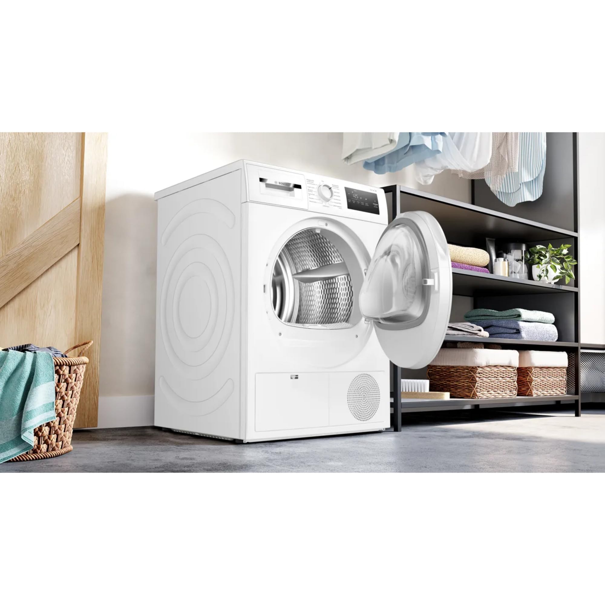 Bosch WTH83004 Serie 4 - Secador de bomba de calor, 8 kg, secado rápido 40, función de reposición, sistema de secado sensible, 65 dB, pantalla LED, control táctil, preselección de tiempo, seguridad