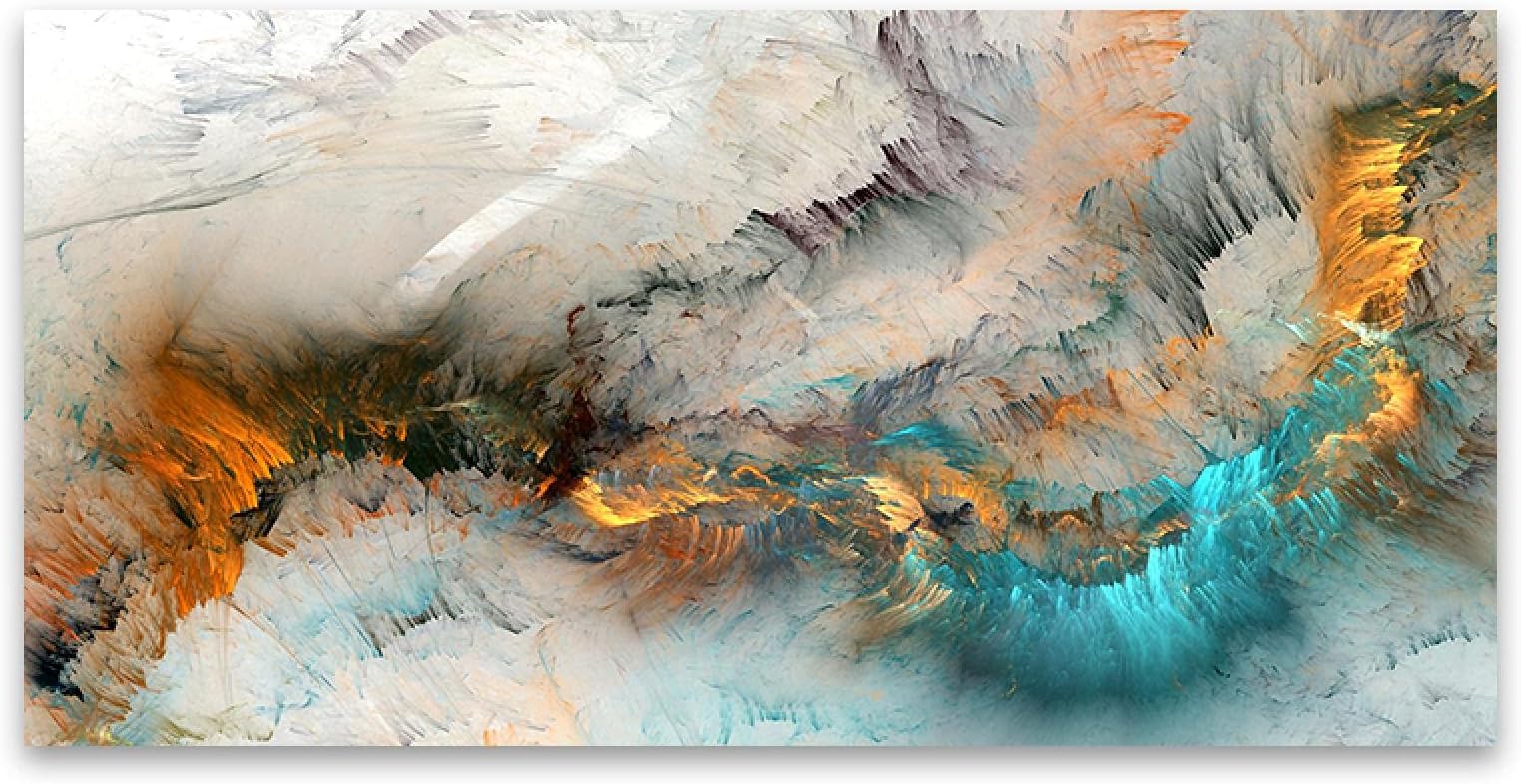 Tongda Decor Light Grey Blue Yellow Cloud Abstract Canvas Painting Wall Art Print Poster for Living Home Room Decoration No Frame 55x110cm Unframe