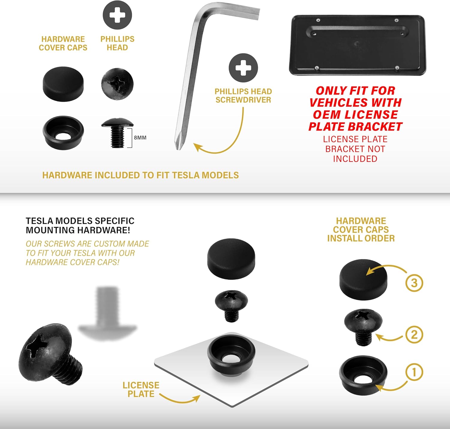 MODEL Y License Plate Frame – Stealth Black Powder Coat UV Resistant Rust-Proof Steel Plate Holder - 1pc – Compatible with Tesla ModelY (3D SILVER ALLOY METAL RAISED LETTER w/ MOUNTING HARDWARE)