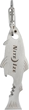 NITEIZE Do Hicky Fishkey Tool, Multi Tool, Multi-Function Tool, With S-Shaped Carabiner, Small Key Holder, Bottle Opener, Screwdriver, Silver