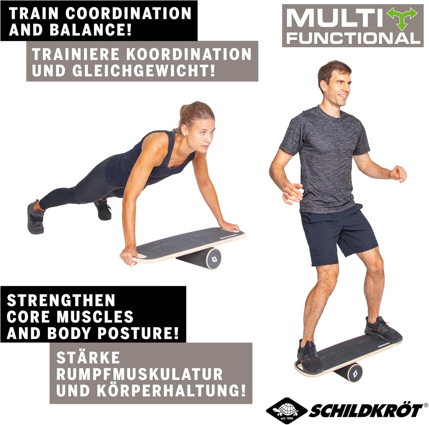 Schildkröt WoodenBalance 960243 Real Wood Board, Non-Slip Surface, Includes Instructions, in Colour Box