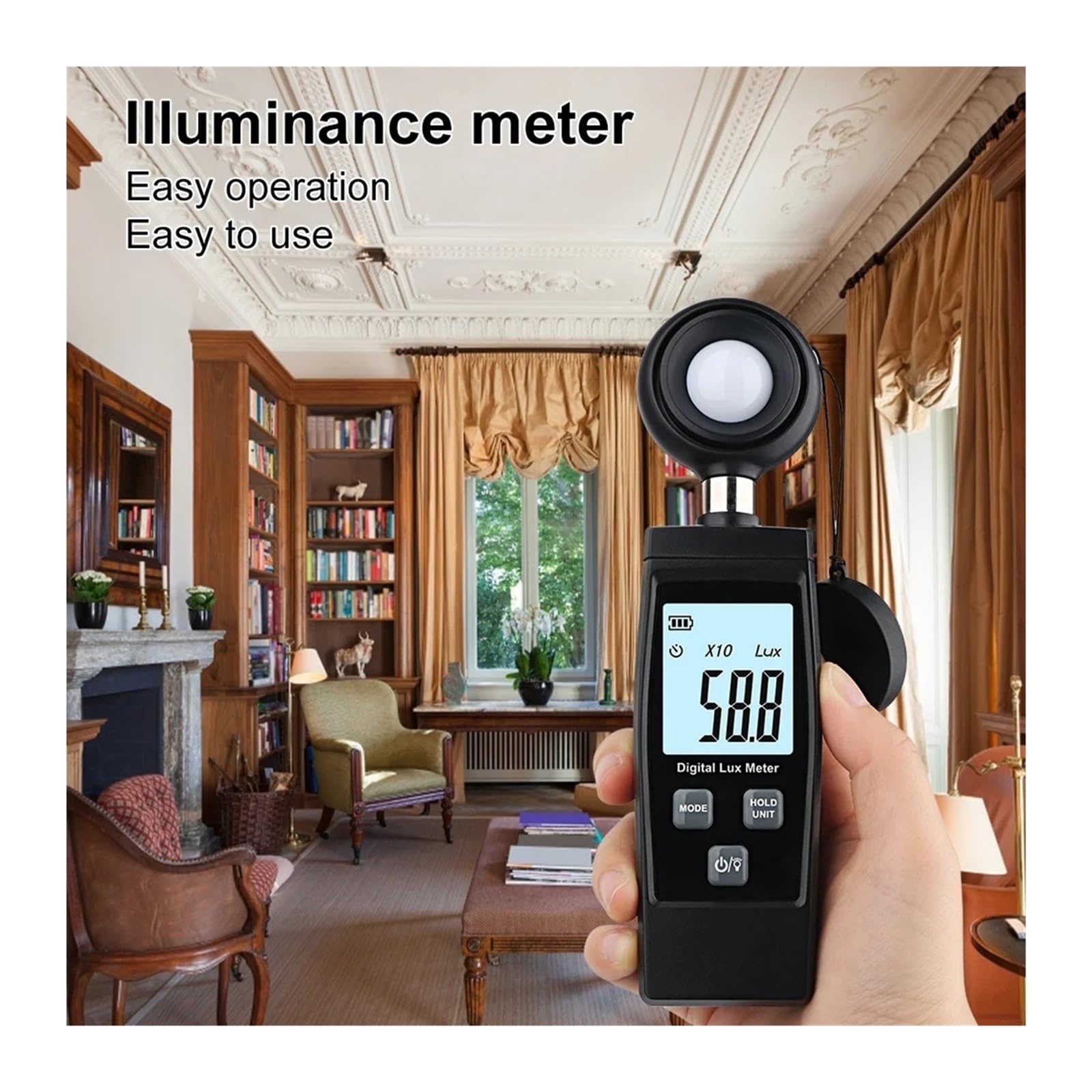 Espectrofotómetro, Mini Medidor Digital De Lux, Pantalla LCD, Iluminómetro Mano, Luminómetro 0-200000, Fotómetro Alta Precisión, Luxómetro