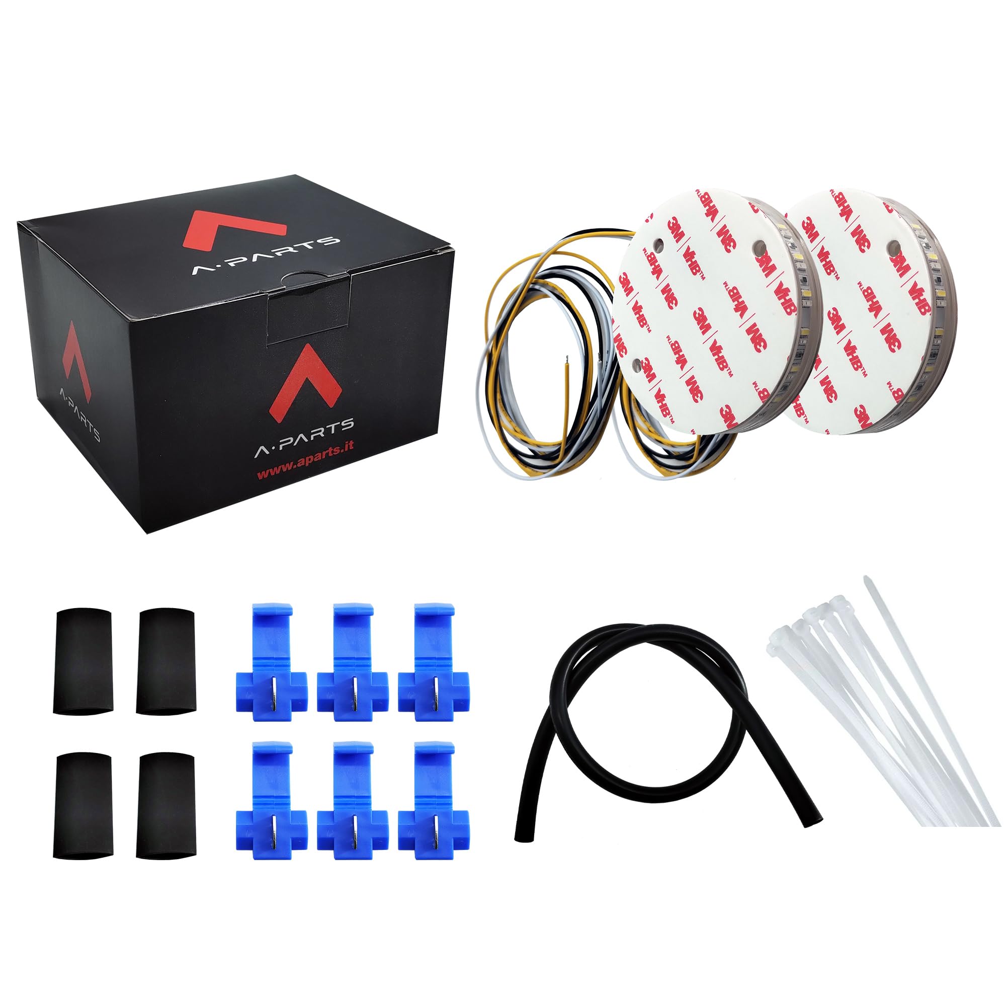 A-PARTS Kit 2 Frecce, Colore Arancio Lampeggiante e Blu fisso, Compatibile con Emblema Moto Diametro 70 mm