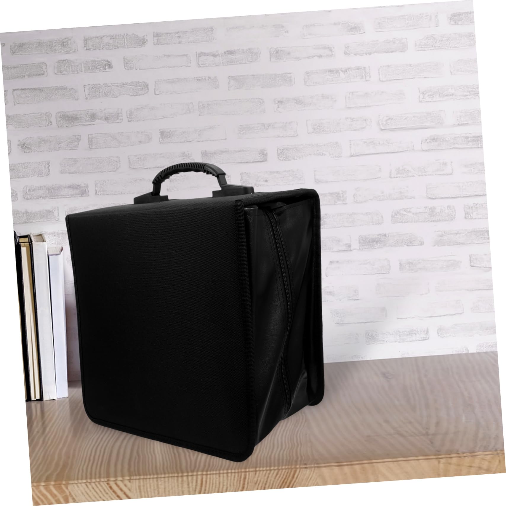 Didiseaon Portaoggetti Per Dvd in Pelle Pu Organizer Per Cd e Dvd Da Dischi Con Maniglia Raccoglitore Per Auto Casa Ufficio e Viaggio Nero