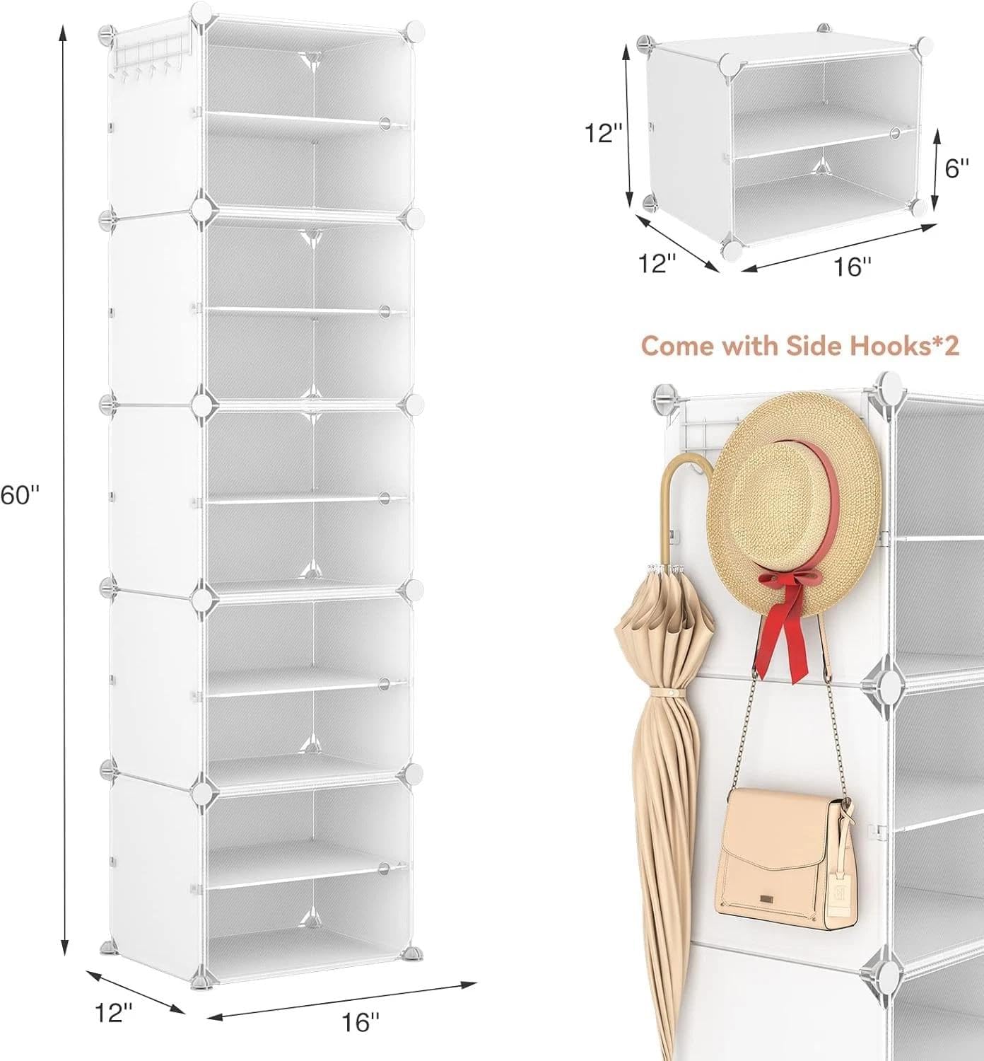 for 10 Tiers Tall Shoe Rack 20 Pair Shoe Organizer Narrow Shoe Rack with Door
