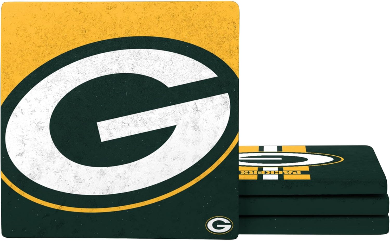 FOCO NFL Official Game Day 4-Pack Beverage Drink Stone Coaster Set (Green Bay Packers) - Image 3