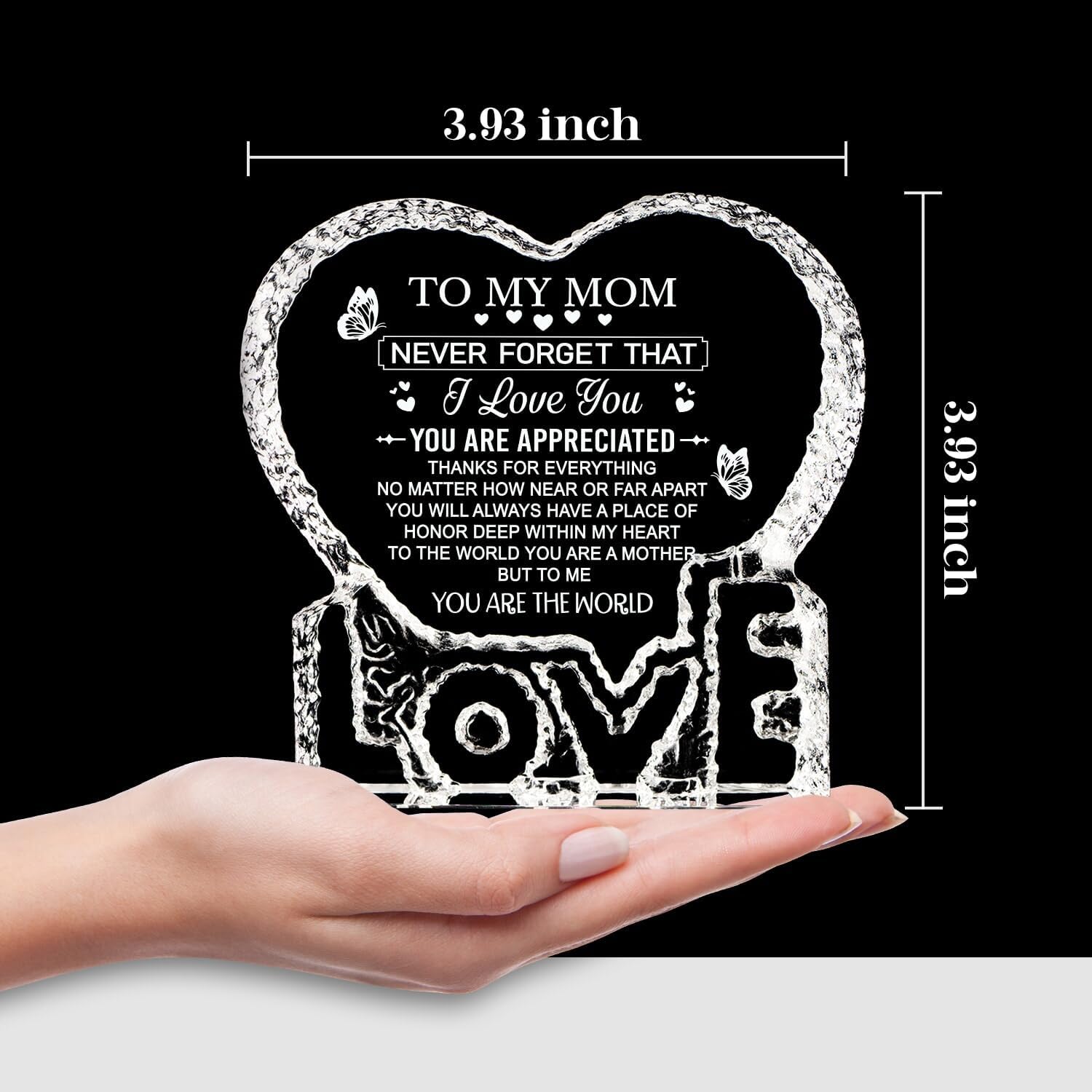 Mothers Day Birthday Gifts for Mom, Mothers Day Crystal Keepsake Gift from Daughter Son, Personalized Mom Gifts from Kids, Best Moms Presents 2026, Meaningful Birthday Gift Ideas for Mother Mama
