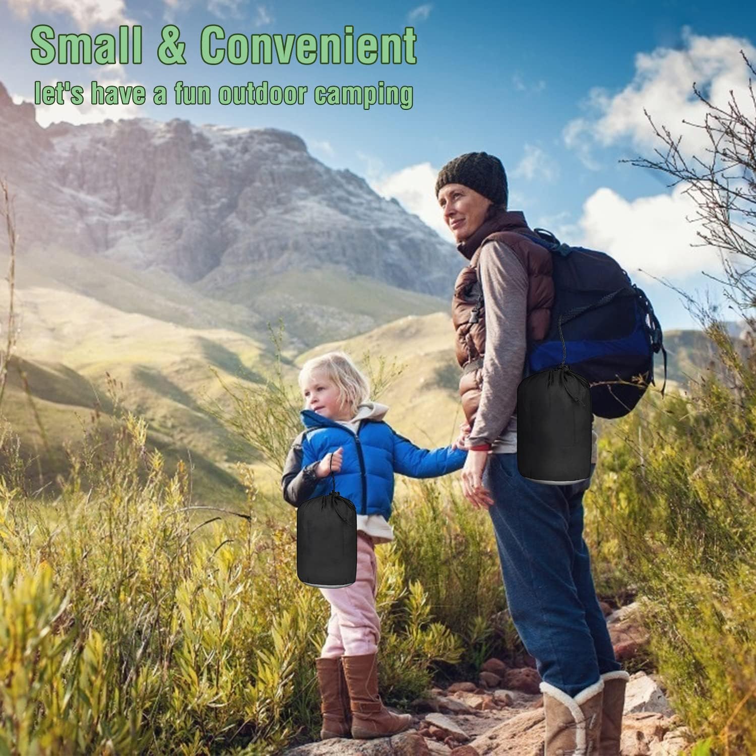 Camping Hammock, Single Portable Parachute Hammocks for Outdoor Hiking Travel Backpacking - 210D Nylon Hammock Swing for Backyard & Garden 55''W108''L (Black/Grey)