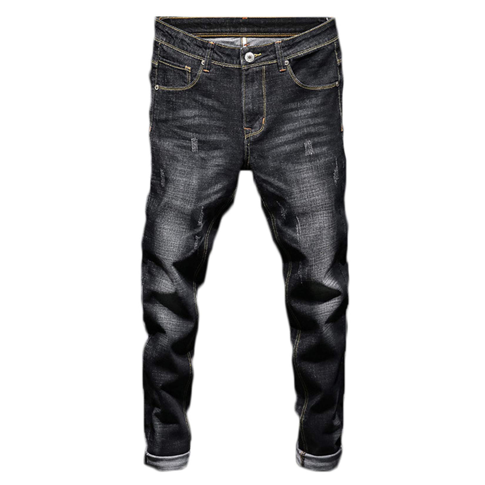 Andongnywell Mens Stretch Straight Jeans Stretchy Pencil Denim Pants Relaxed Fit Comfort Jean Trousers