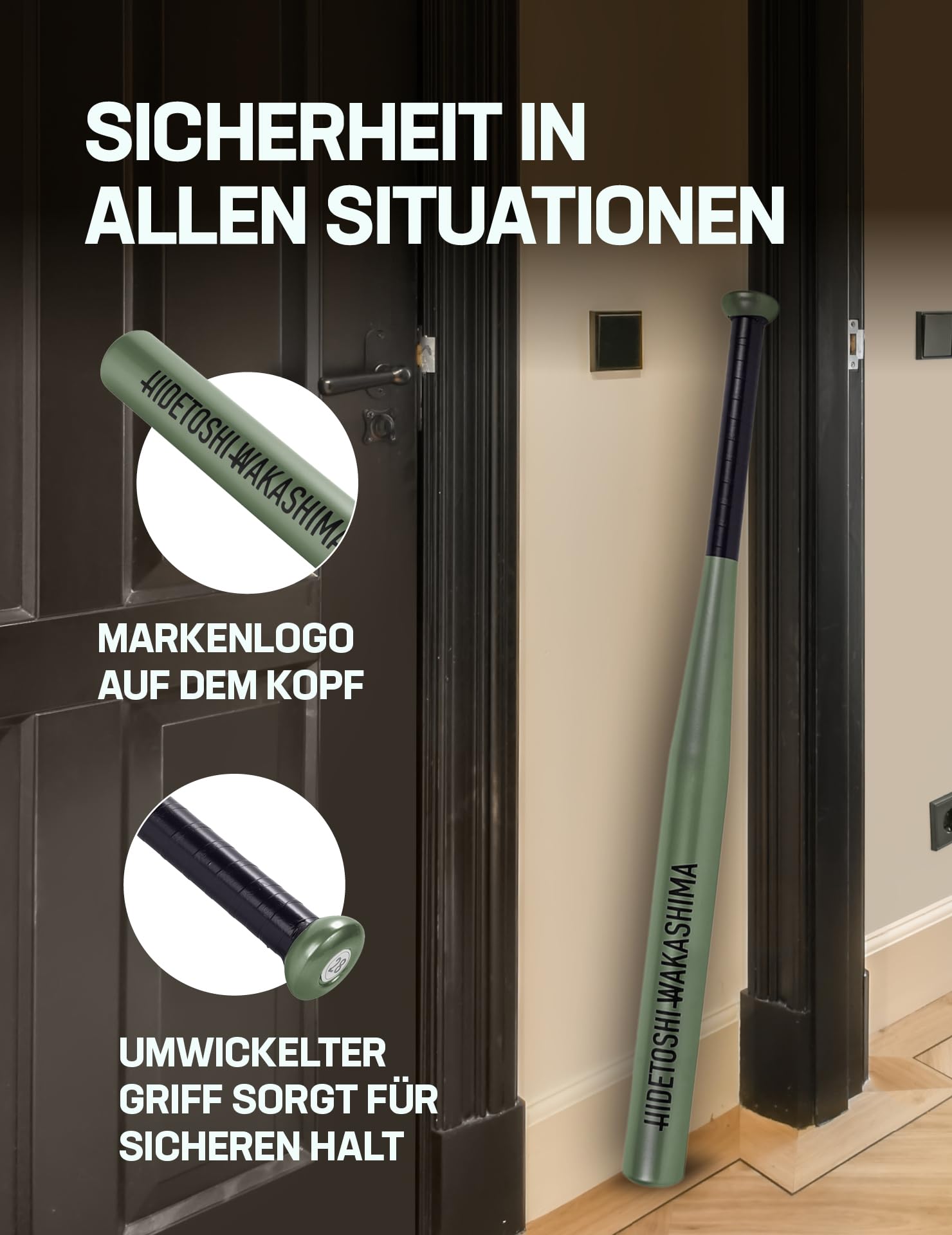 Tokyo Baseballschläger aus rostfreiem, legiertem Stahl. Für Anfänger, Hobbyspieler und Profis geeignet, Länge: 28 Zoll (0,71 m), Gewicht: 980 g, in vielen Farben (Braun)