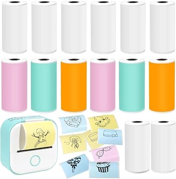 Katlanabilir Termal Yazıcı Kağıdı - 6 Renkli ve 8 Beyaz Etiket Rulo, 50mm x 3.5m Kendinden Yapışkanlı Termal Kağıt, Silinmeye Dayanıklı, Ev Ofis İçin Güçlü Yapışkanlı Kendinden Yapışkanlı Termal Kağıt