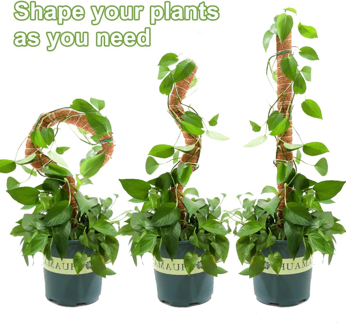PatioMatrix 2 Pcs 27 Inches Bendable Moss Pole, Bendable Coco Coir Moss Stick Climbing Stakes Plant Support Extension for Climbing Plants Monstera