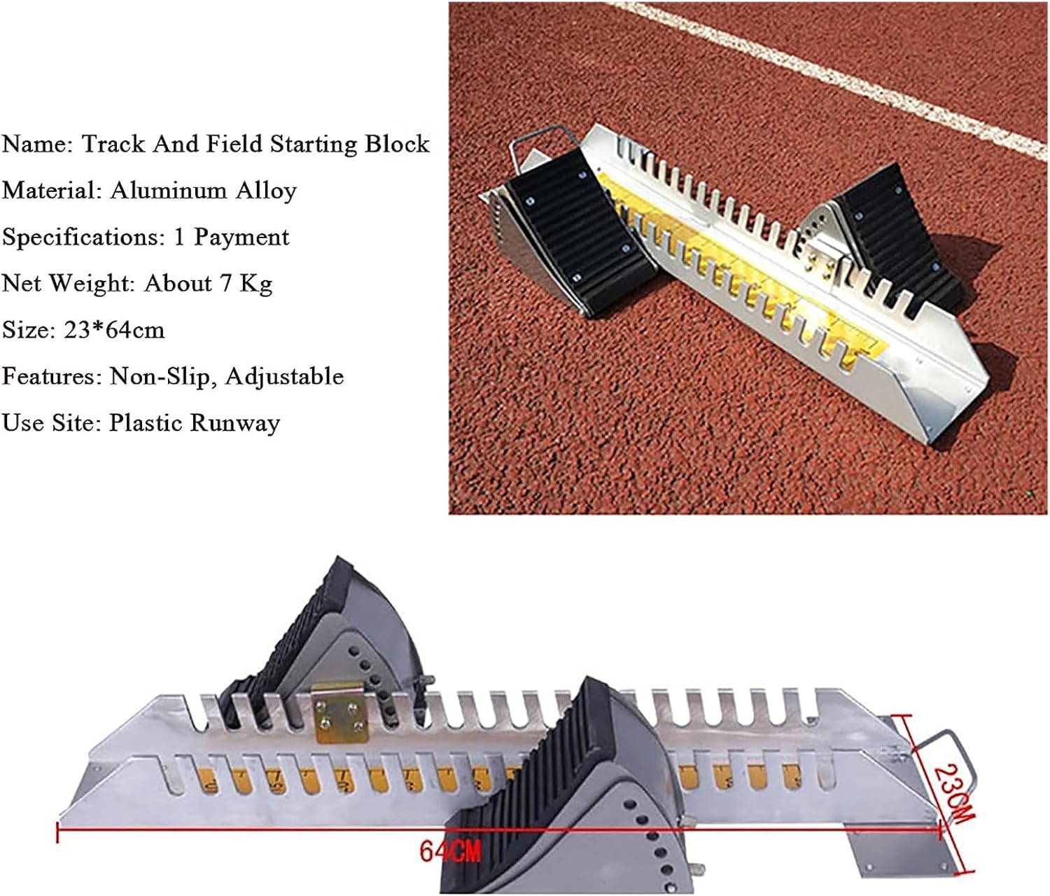 Multi-Function Starting Block, Athletics Track Starting Block, 6 Angle Adjustable Sprinter Track, with Standard Card Ruler, Strong Grip, for Plastic Runway Cinder Track