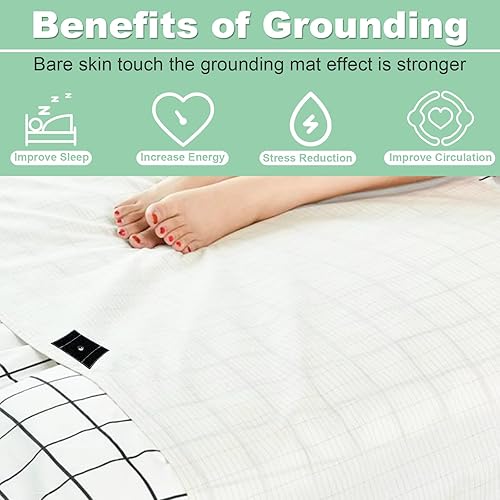 Miniatura 2 de Hoja de tierra con cable de conexión a tierra de 60 x 80 pulgadas, hojas de tierra tamaño Queen para dormir (60 x 80 pulgadas)