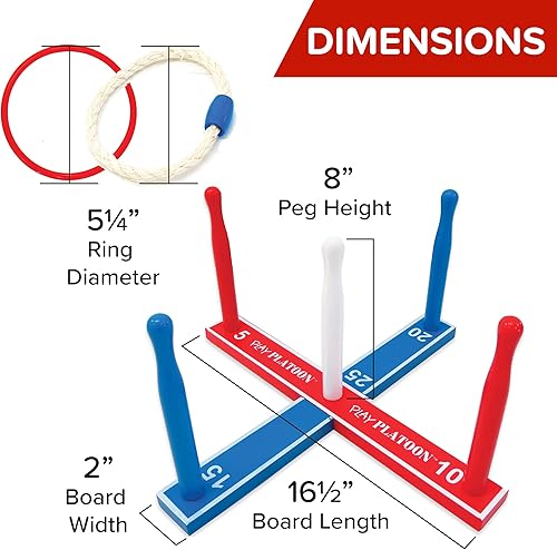 Miniatura 2 de Play Platoon Juego de lanzamiento de anillos, juegos de patio trasero para niños, incluye 8 cuerdas y 8 anillos de plástico y bolsa de transporte