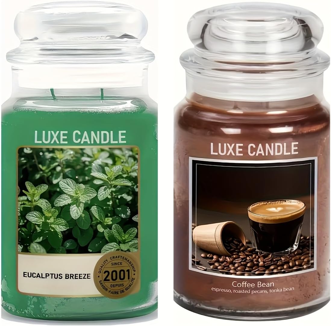 2-Pack - 23 Oz 80-Hour Long Burn Candles, Including Halloween-Themed Candles, Halloween Gifts, Holiday Presents (Eucalyptus Breeze+Lavender)