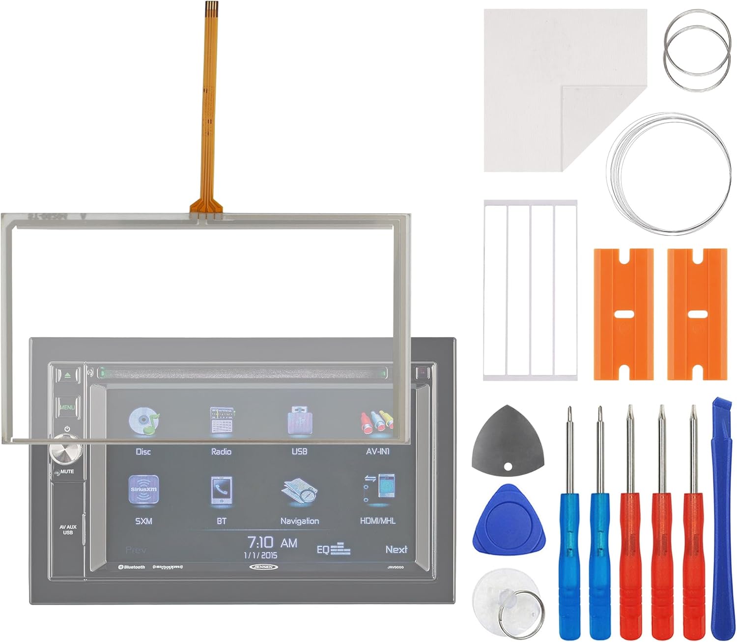 New Touch Screen Glass Digitizer Replacement+OCA Compatible with Jensen JRV9000 6.2 inch with Upgraded Repair Kit-NO LCD Display