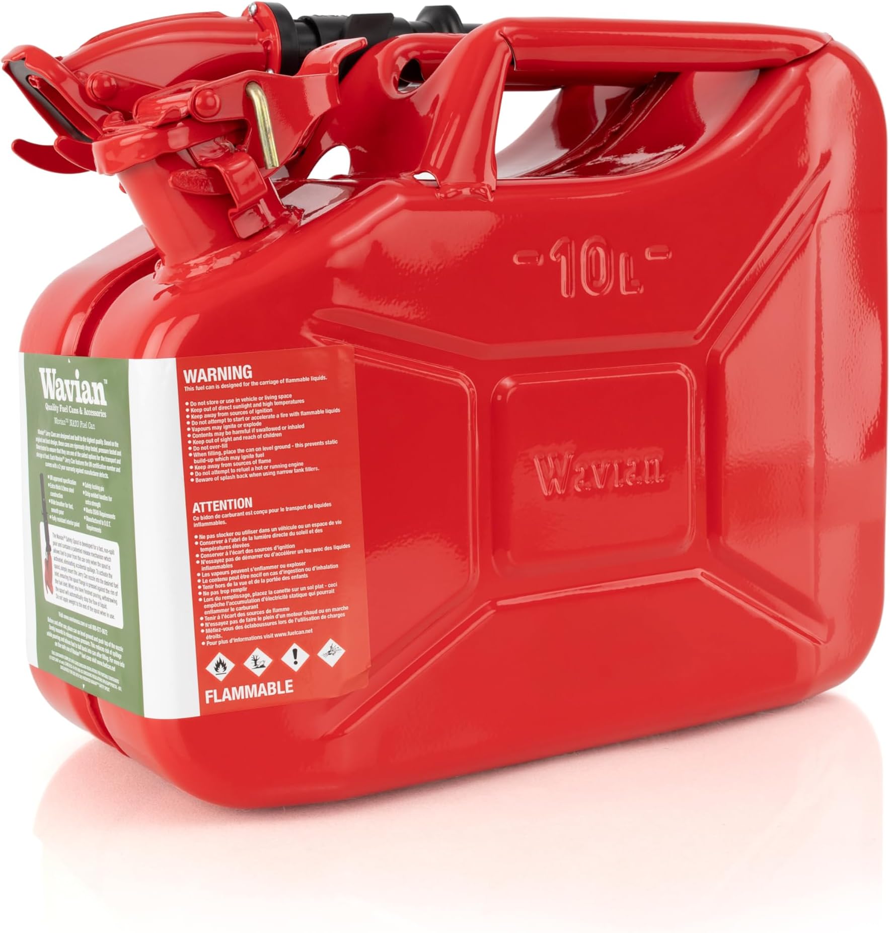 ウェイビアン USA JC0010BVS 本物のNATO ジェリー燃料用缶と注ぎ口システム 黒 10リットル 10 L レッド JC0010RVS