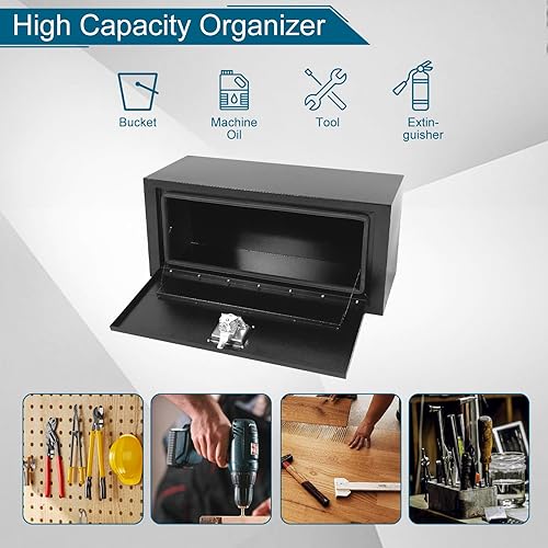 Miniatura 30 de Caja de acero para camión, 30 x 18 x 18 pulgadas, caja de acero resistente para remolque, caja de herramientas para camión, organizador