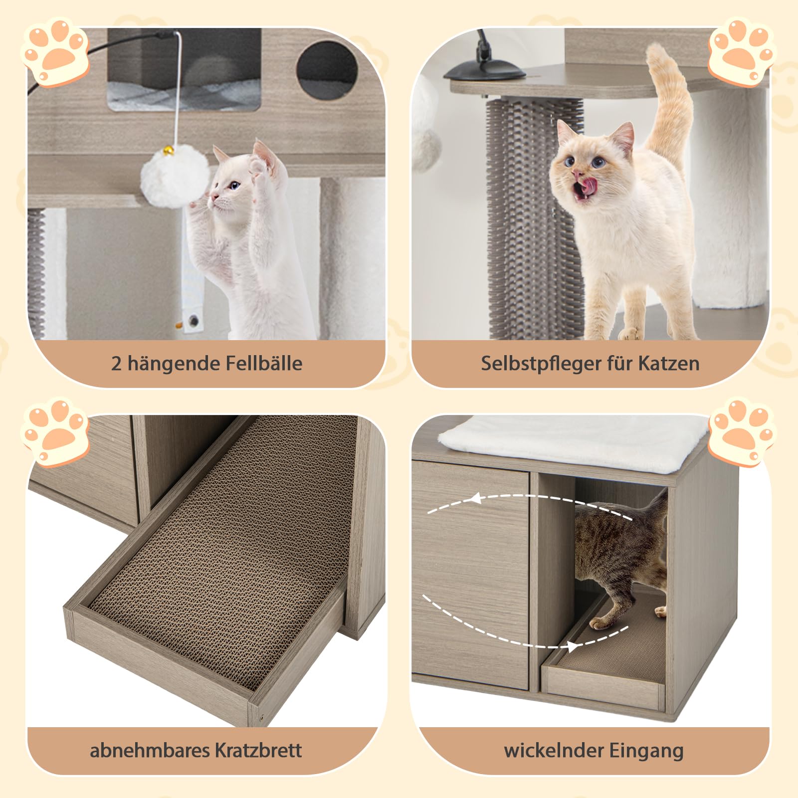 GOPLUS Kattenboom met kattenkast, all-in-one krabpaal met hol