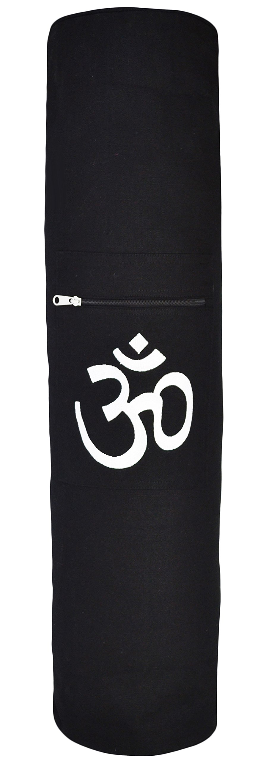 YogaAccessories Black OM Cotton Yoga Mat Bag - Zippered