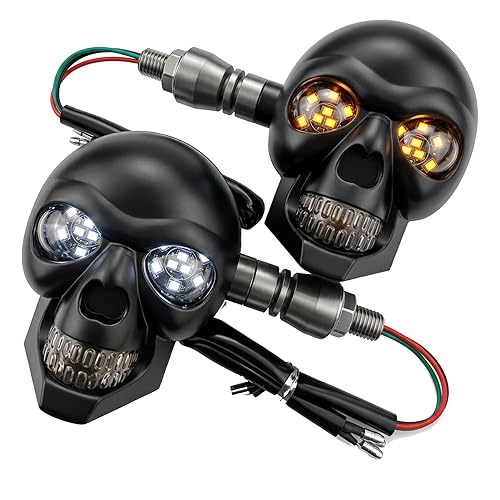 2 PCS Motorcycle Led Turn Signal Light, Skull Blinker Lights,