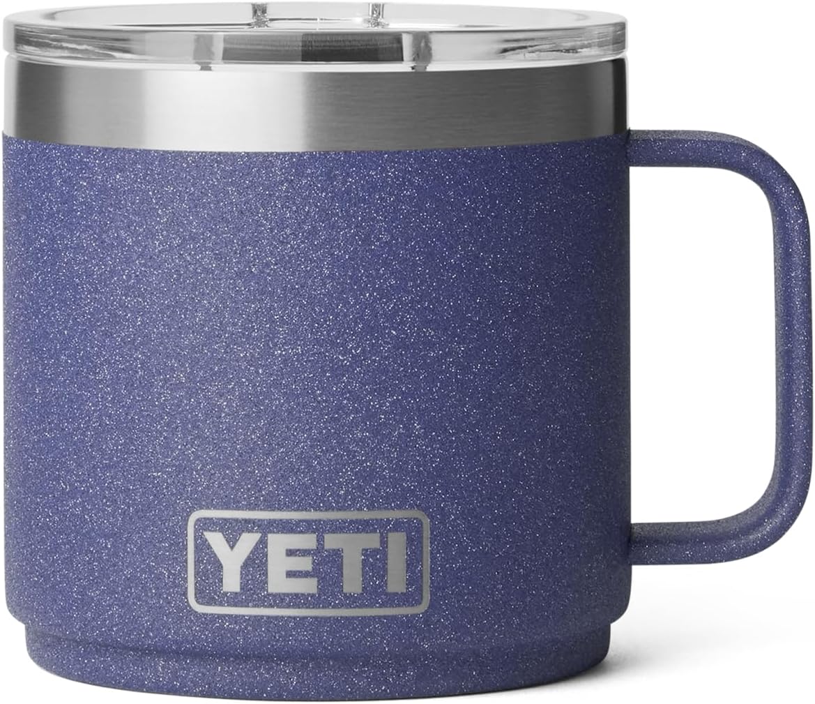 YETI Rambler 14 oz Ceramic Lined Stackable Mug, Vacuum Insulated, Stainless Steel with MagSlider Lid, Moon Dust