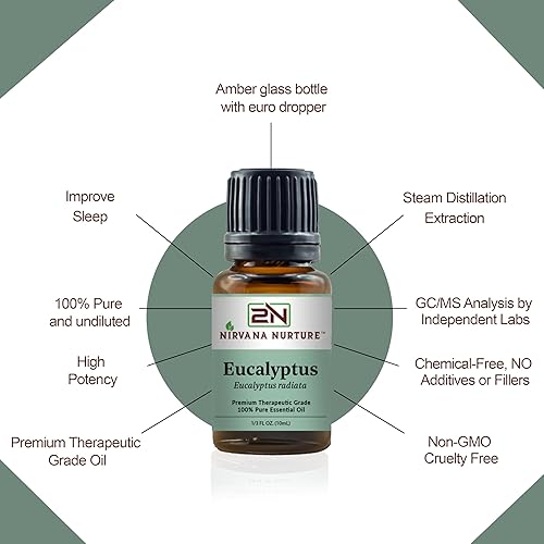 Miniatura 4 de Aceite esencial de eucalipto 100% puro, grado terapéutico premium, sin diluir, difusor de aromaterapia para calma y relajación, cuidado de la piel,