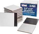 États-Unis Art Supply Mini Panneaux de toile magnétique, 24 Faites votre valise, 4x4 De pouce, en prime 8 Ounce Coton lourd, petites toiles pour la peinture acrylique et aquarelle, blanc carré plat