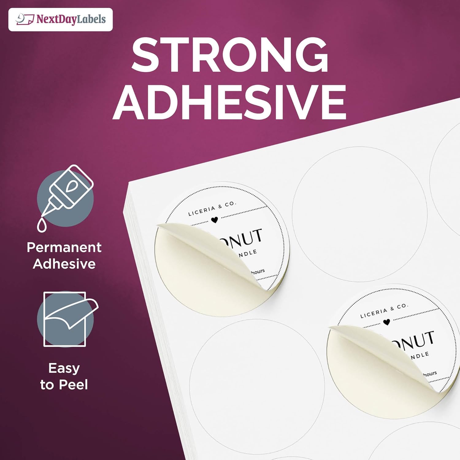 NextDayLabels - Laser/Ink Jet White Labels (2" Round for None Bleed Printing - 20 Per Page | 2000 Labels)