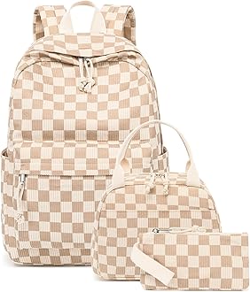 School Backpack Set Girls Womens Laptop Bookbag Casual Daypack Fits 15 inch Laptop with Lunch Tote Bag and Pencil Bag