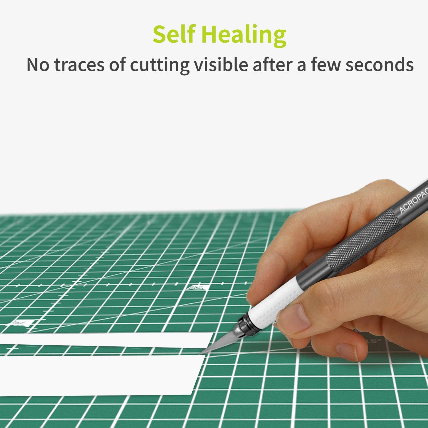 ACROPAQ Cutting Mat A3, Self-Healing, 5 Layers of Protection for Your Furniture with grids and Angle Markings on Both Sides - Image 2