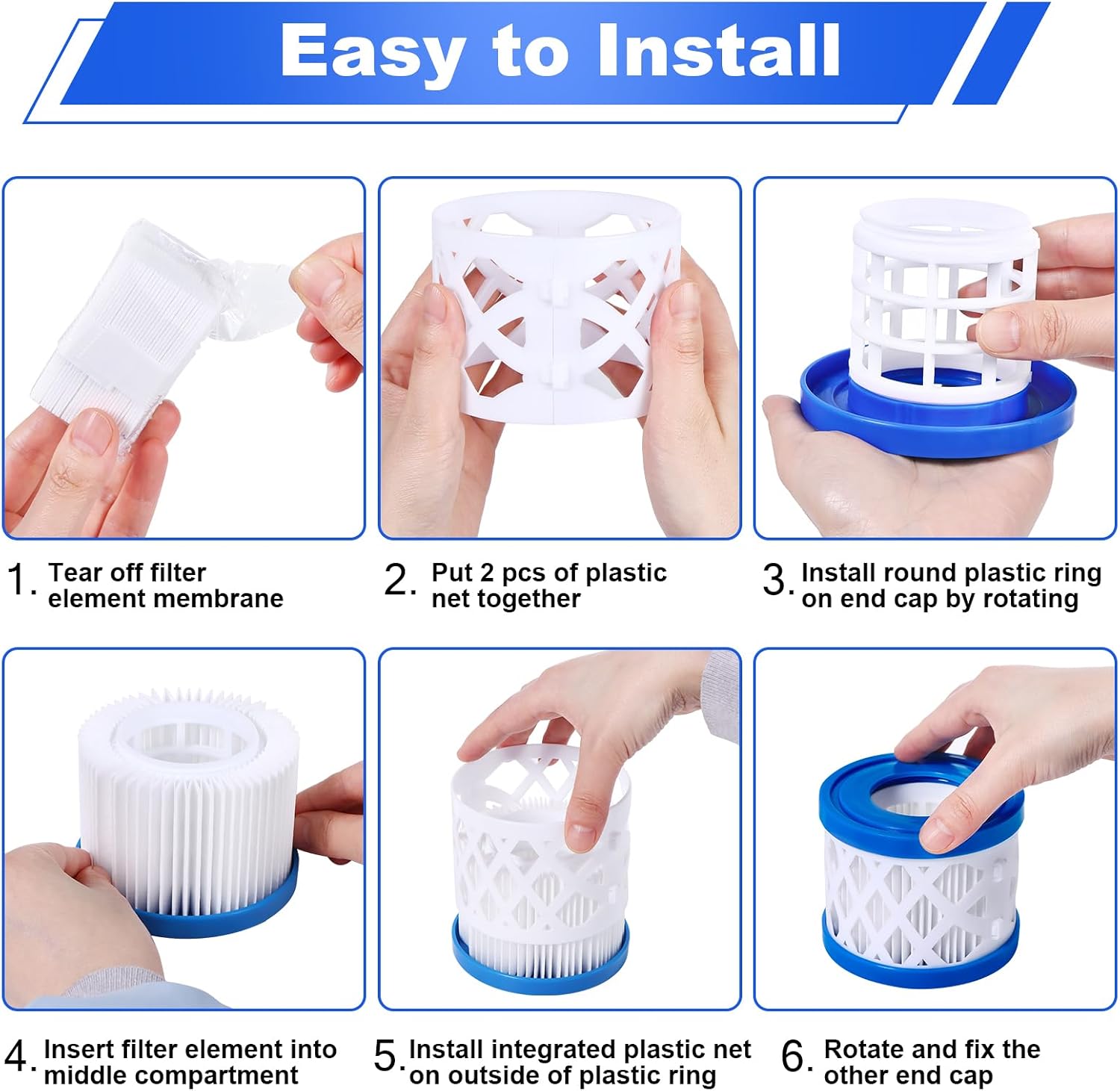 MUDEREK Type VI Hot Tub Filter Cartridge Kit (1 Housing + 12 Filter Sheets) - High-Efficiency Spa Filter Media for Hot Tub & Swimming Pool Pump-Keeps Water Clean