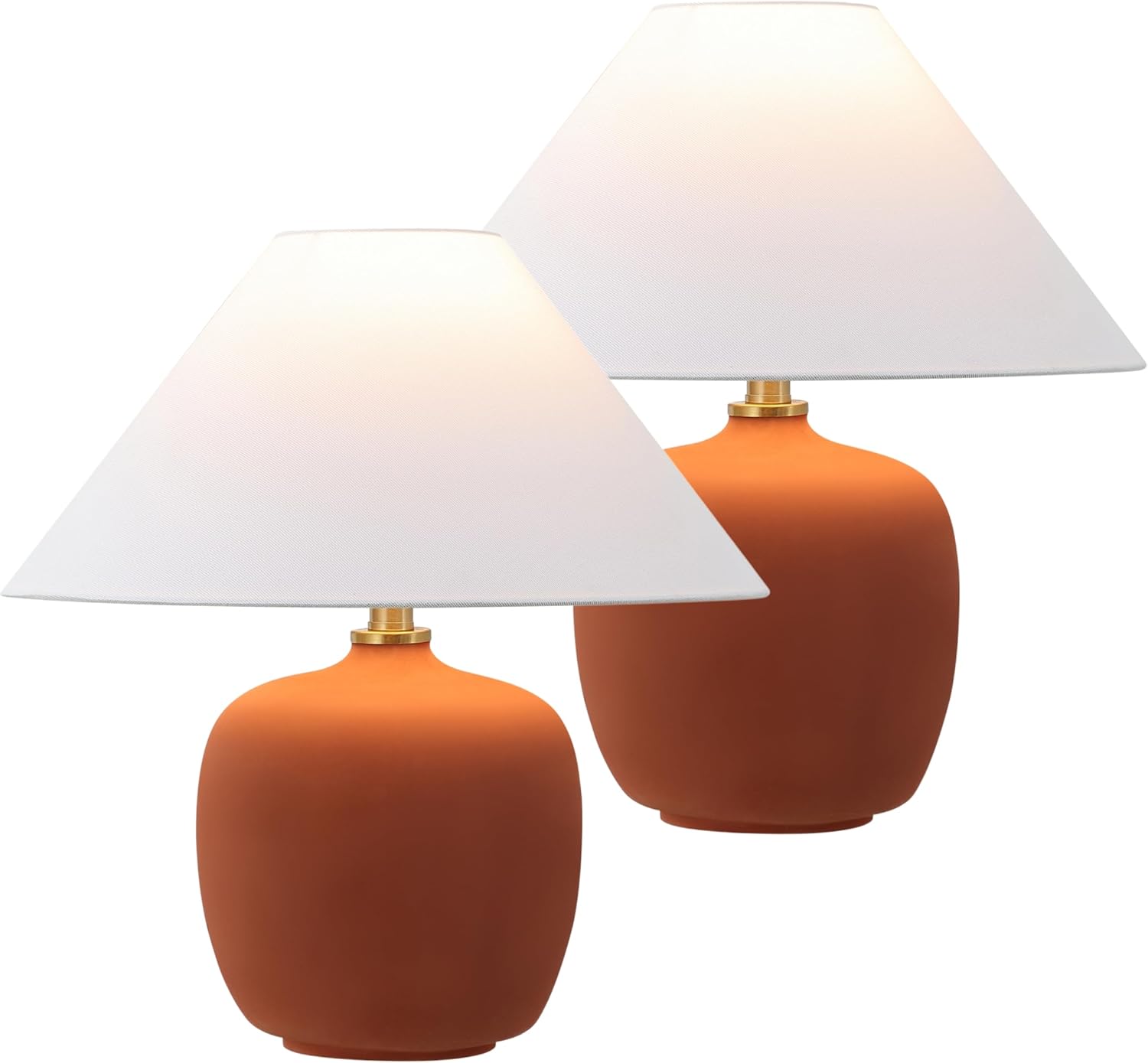 JONATHAN Y 18.25" Matte Wine Red Minimalist Table Lamps Set of 2 for Bedroom, White Linen Shade, Modern Scandinavian Bedside Lamps for Living Room Nightstand, LED Bulbs Included (JYL5600C-SET2)