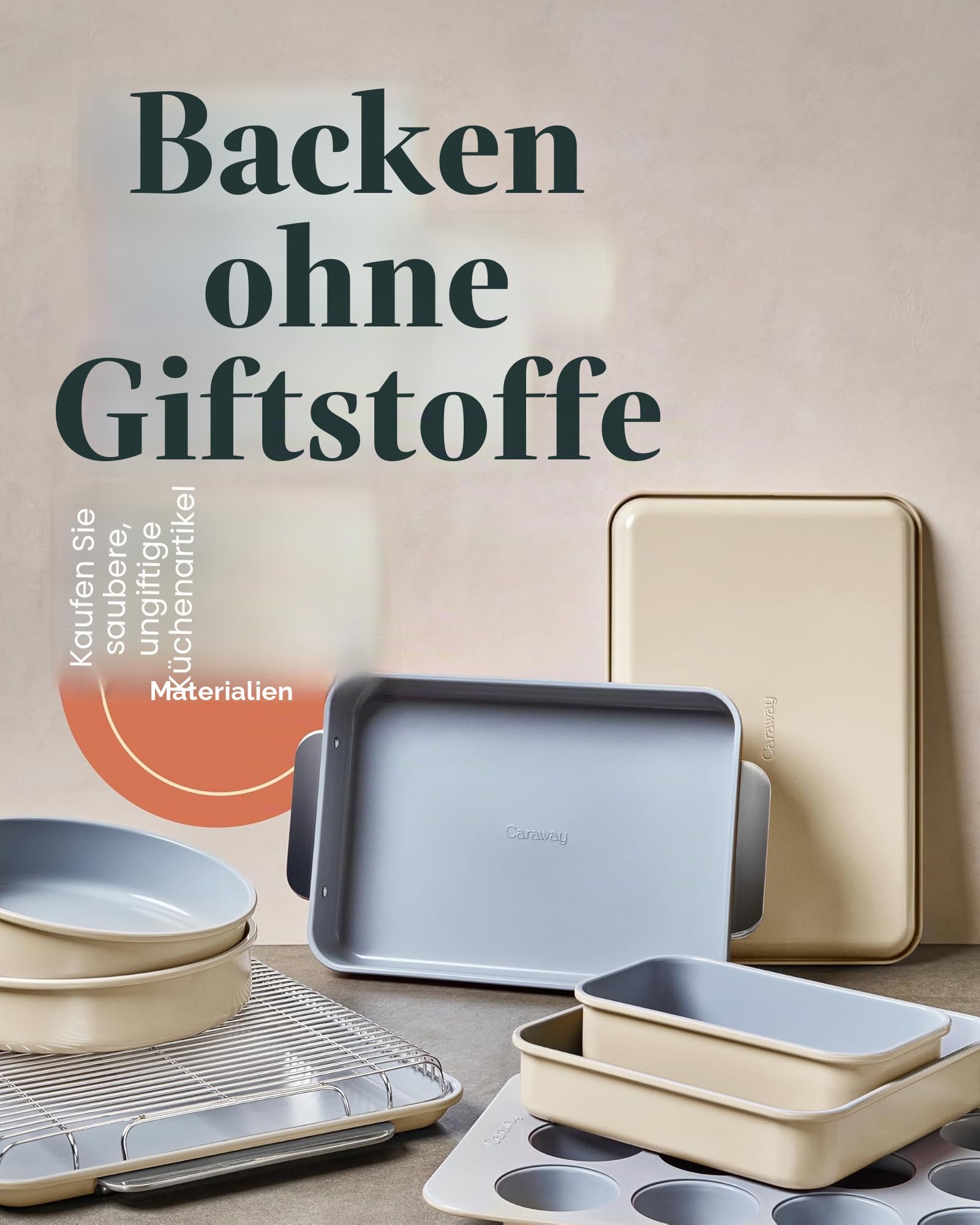 Caraway Antihaft-Keramik-Backformen-Set (11-teilig) – Backbleche, sortierte Backformen, Kühlgitter und Aufbewahrung – aluminisierter Stahlkörper – ungiftig, PTFE- und PFOA-frei – Schwarz